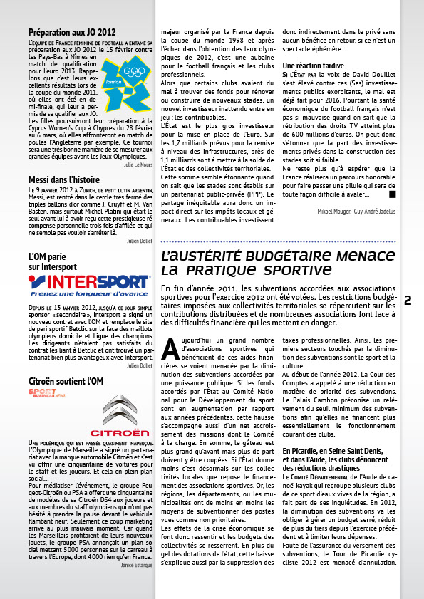Newsletter : Sport Business News